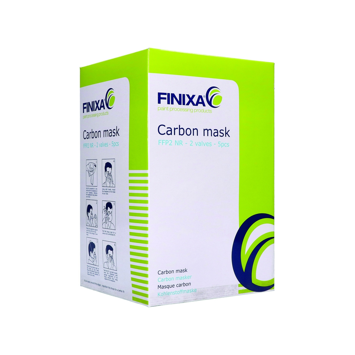 Atemschutzmaske Finixa Carbon FFP2 MAS13, 5Stück Staub, leichter Spritznebel