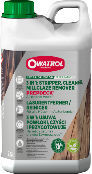 Owatrol Prepdeck Lasurentferner und Reinigungsmittel für Holz 2,5L